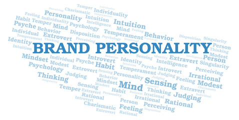 Brand Personality typography word cloud create with the text only.