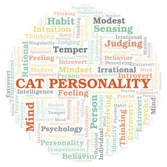 Fototapeta premium Cat Personality typography word cloud create with the text only.