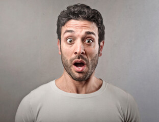 portrait of man with expression of amazement