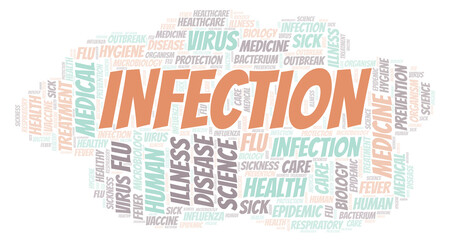 Infection typography word cloud create with the text only.