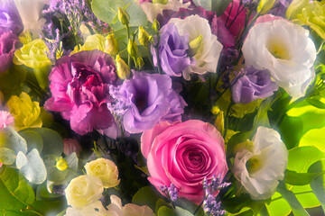 Composition with bouquet of flowers