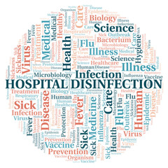 Fototapeta premium Hospital Disinfection typography word cloud create with the text only.