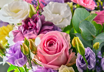 Composition with bouquet of flowers