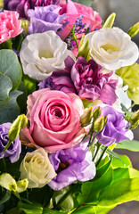 Composition with bouquet of flowers