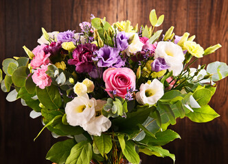 Composition with bouquet of flowers