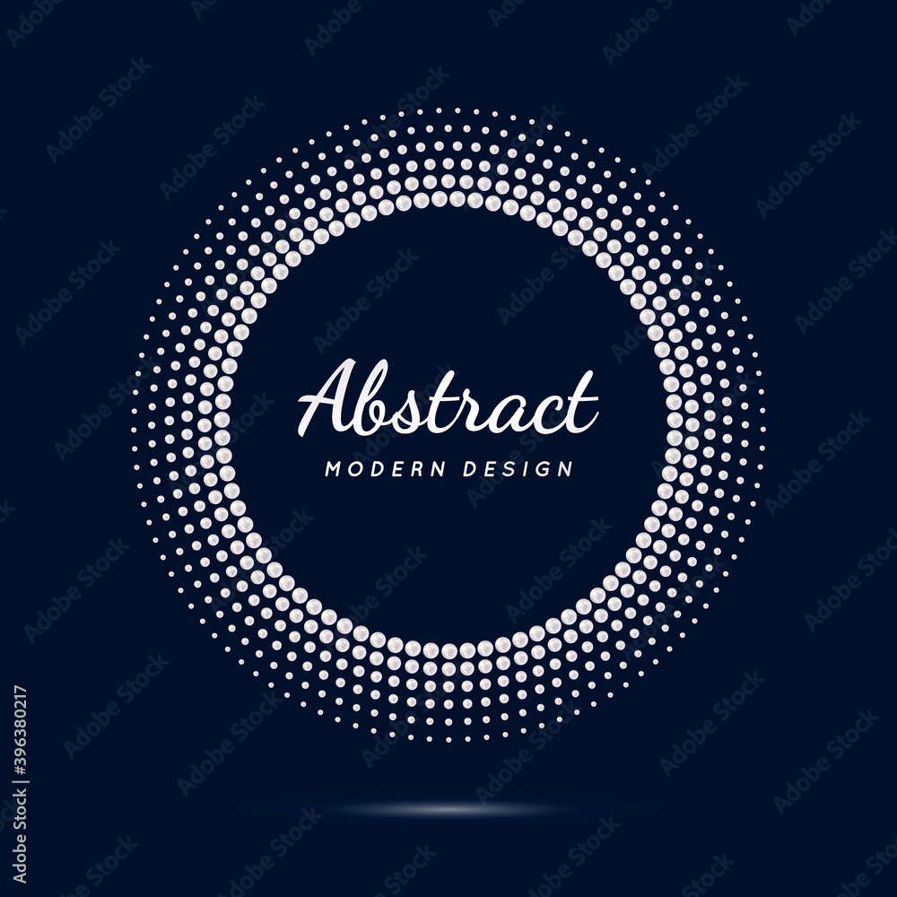 Poster circle pearl dot frame. circular pearls border with effect halftone. modern faded ring. semitone sha