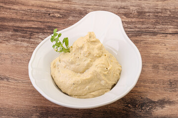 Vegan food - hummus with olive oil