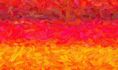 Red and orange large color variation impasto background, digitally created.