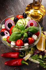 Composition with vegetable salad bowl. Balanced diet