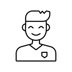 illustration of a young man with a smile line icon