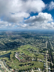 Obraz premium Aerial view of a busy residential area from airplane; Fort Myers, Florida