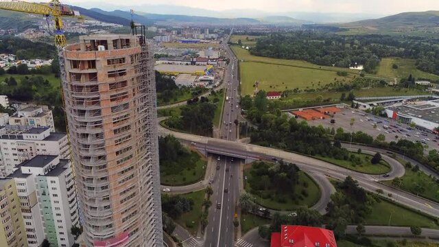 Cluj-Napoca,Cluj/Romania-07.20.2019:West City Tower Cluj-Napoca,the tallest building in Cluj county, is built in Manastur,at the exit to Floresti. It will have 25 floors,182 apartments,95 meters 