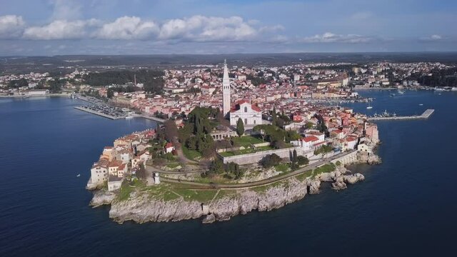 Flight around of old town Rovinj, Istria, Croatia. 2.5x speeded up from 24 fps.