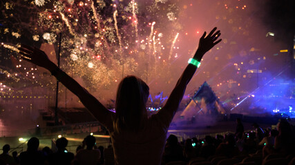 Obraz na płótnie Canvas Firework Streaks in Night Sky