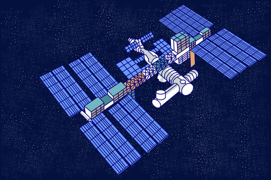 International Space Station flat vector