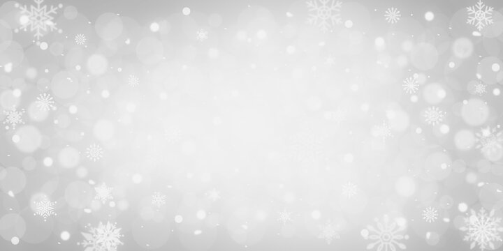 christmas background with snow and snowflakes white background
