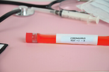 Stethoscope with clipboard on desk, Doctor working in hospital writing a prescription, Healthcare and medical concept, test results, selective focus. positive or negative test covid 19, coronovirus.