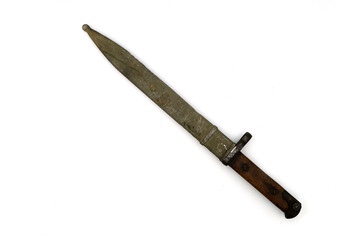 bayonet-knife in a scabbard on a white background