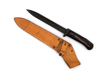 bayonet and scabbard on a white background