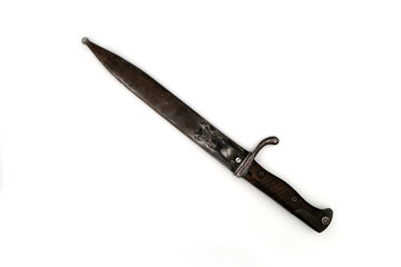 bayonet-knife in a scabbard on a white background