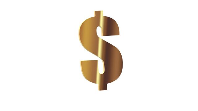 dollar sign in gold color. 3d image	
