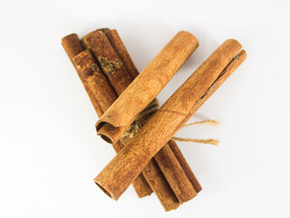 Cinnamon stick in white background