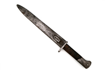 bayonet-knife in a scabbard on a white background