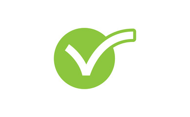 Tick check mark vector icon. Green approval symbol.