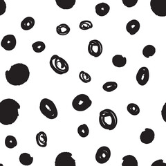 Doodle dots texture. Seamless pattern with ink brush circles. Abstract Hand drawn background for design and decoration textile, covers, package, wrapping paper.