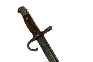 handle and guard of bayonet-knife on a white background