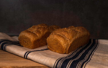 freshly baked bread with knife