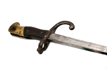 handle and guard of bayonet-knife on a white background
