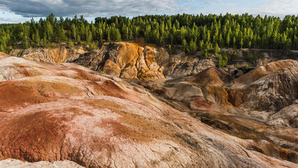 abandoned quarry of coloured clay