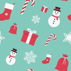 Christmas seamless pattern. Winter holidays background. Vector illustration.