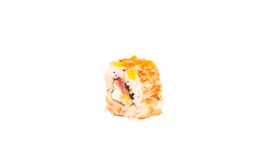 Japanese food: Set of salmon sushi and rolls with a seafood