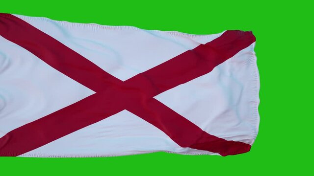 Flag of Alabama on Green Screen. Perfect for your own background using green screen. 3d rendering