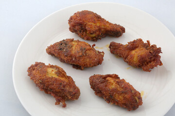 roasted and breaded chicken wings as snack meat food
