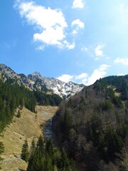 Fototapeta na wymiar valley under Storzic in Slovenia in kamnik-savinja alps, Slovenia in winter