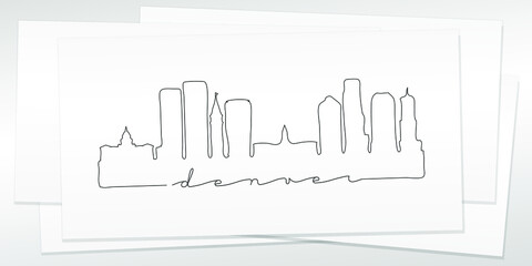 Obraz premium Denver, CO, USA Doodle Skyline Hand Drawn. City One Line Art Illustration Landmark. Minimalistic Sketch Pen Background.
