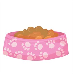 Food for dogs or cats. Accessories for pets. An element from a set of doodles drawn by hand. Isolated illustration on a white background.