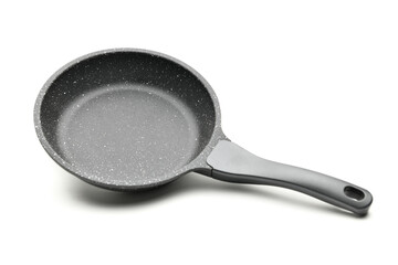 Granite stone non-stick frying pan isolated on white background     