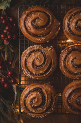 Cinnamon rolls with sugar for Christmas