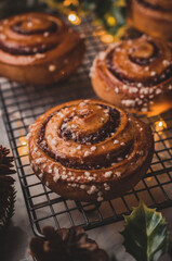 Cinnamon rolls with sugar for Christmas