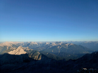 Mountain hiking tour to Partenkirchner Dreitorspitze mountain, Bavaria, Germany