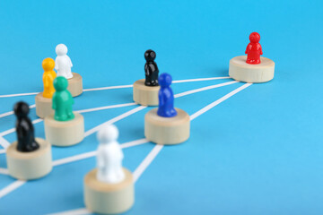 Obraz premium concept of community with leader. concept of the business structure. abstract model of the organization. business management model. 