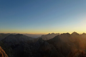 Mountain hiking tour to Partenkirchner Dreitorspitze mountain, Bavaria, Germany