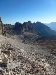 Mountain hiking tour to Partenkirchner Dreitorspitze mountain, Bavaria, Germany