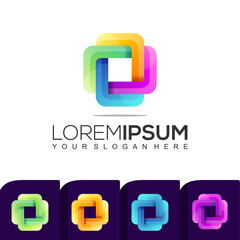 Modern Square Construction Colorful Logo Template Bundle