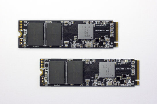 NVME m.2 ssd drive laying white background