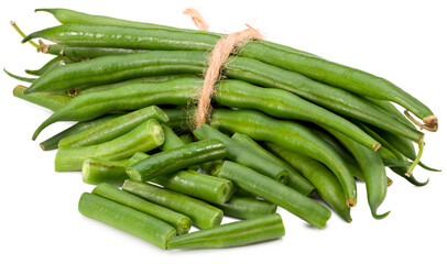 green beans isolated on white background. Clipping path and full depth of field